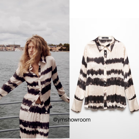 MANGO Satin tie-dye blouse - Picture 1 of 4